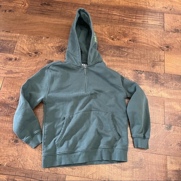 Zara boys hawk quarter zip hoodie olive green 13-14 years full zip pocket - Picture 1 of 5